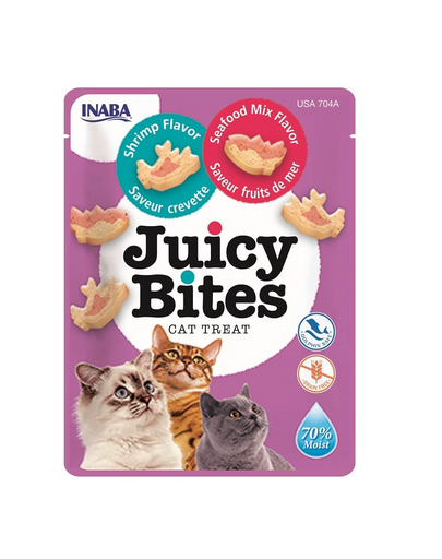 INABA Juicy Bites Recompense pentru pisici, cu creveti si fructe de mare 33,9 g (3x11,3 g)