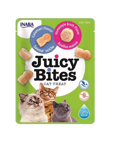 INABA Juicy Bites Recompense umede pentru pisci, cu bulion si calamar 33,9 g (3x11,3 g)