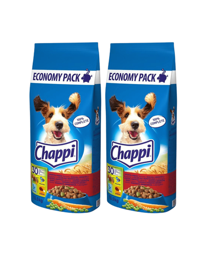 CHAPPI 27kg - hrana uscata pentru caini cu carne de vita, pasare si legume (2 x 13.5 kg)