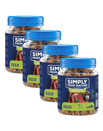 SIMPLY FROM NATURE Smart Bites Gustare din cerb pentru caine 4x130 g