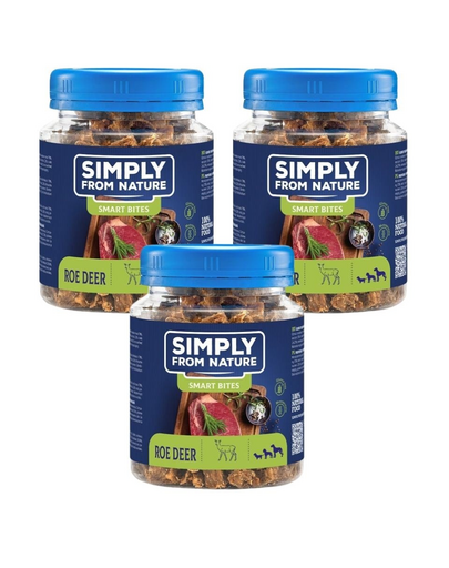 SIMPLY FROM NATURE Smart Bites Recompense pentru caine 3x130 g caprioara