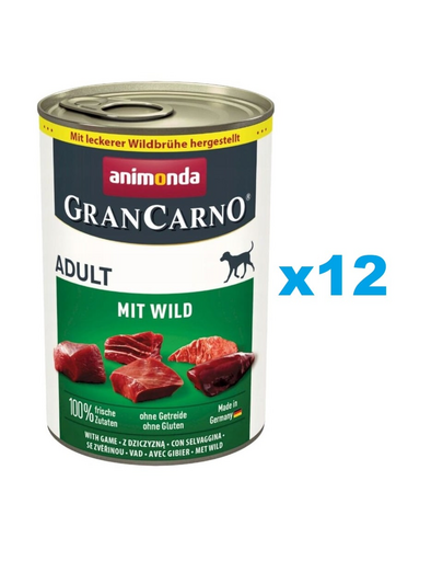 ANIMONDA GranCarno Adult set conserve caini 12x400g cu vanat