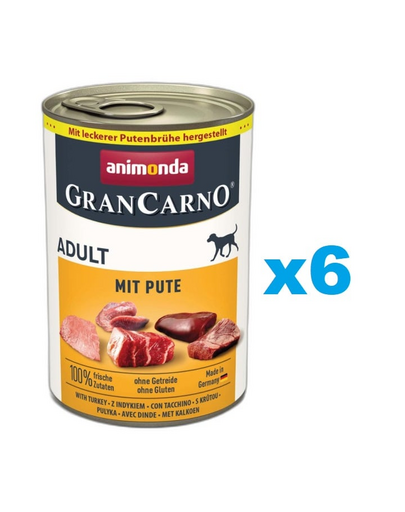 ANIMONDA GranCarno Adult pachet conserve 6x400g curcan, pentru caini