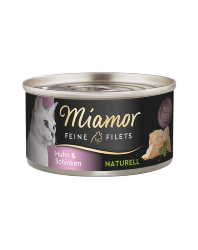 MIAMOR Feine Filets Naturell Chicken&Ham 80g pui si sunca in sos propriu, hrana pisica