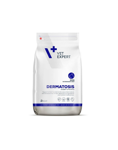 VET EXPERT Veterinary Diet Dog Dermatosis Rabbit&Potato 2 kg hrana veterinara pentru caini