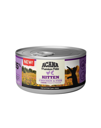 ACANA Premium Pate Kitten Chicken & Fish 8 x 85 g hrana pisoi, pate pui si peste