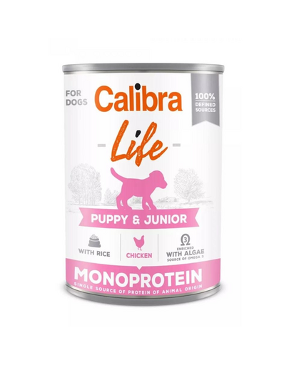CALIBRA Dog Life Puppy&Junior Chicken with Rice 400 g hrana completa catelusi, pui si orez