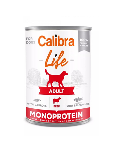 CALIBRA Dog Life Adult Beef with Carrots 400 g conserva hrana caini, vita si morcov