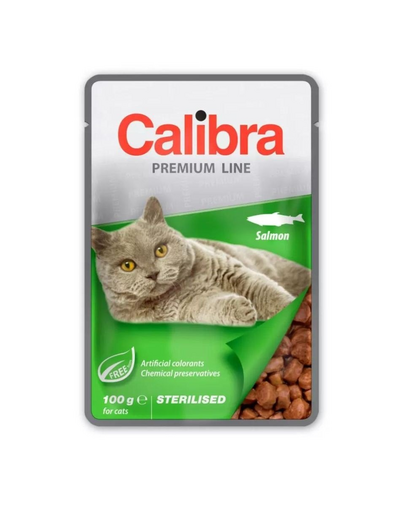 CALIBRA Cat Premium Line Sterilised Salmon 100 g hrana pentru pisici adulte sterilizate, cu somon