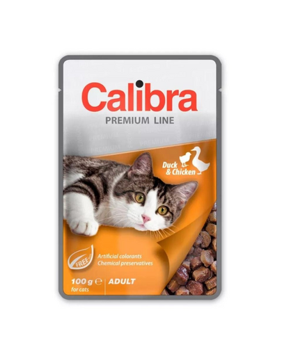 CALIBRA Cat Premium Line Adult Duck&Chicken 100 g cu rata si pui hrana umeda pentru pisici