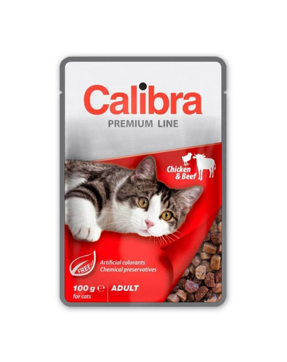 CALIBRA Cat Premium Line Adult Chicken&Beef 100 g cu vita si pui pentru pisici