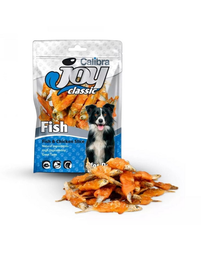 CALIBRA Dog Joy Classic Fish & Chicken Slice 80 g peste invelit in pui pentru caini