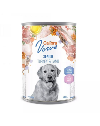 CALIBRA Dog Verve GF Senior Turkey&amp;Lamb 400 g conserva fara cereale, curcan si miel pentru caini seniori