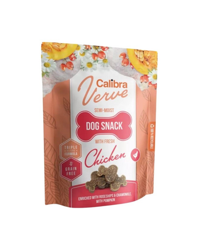 CALIBRA Dog Verve Semi-Moist Snack Fresh Chicken 150 g gustari semi-umede pentru caini, cu pui