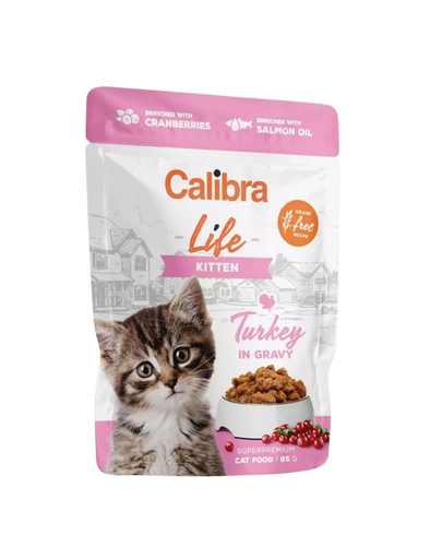 CALIBRA Cat Life Pouch Kitten Turkey in gravy 85 g curcan in sos plic hrana pentru pui de pisica