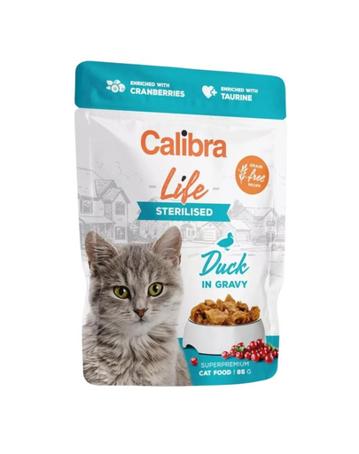 CALIBRA Cat Life Pouch Sterilised Duck in gravy 85 g rata in sos plic pentru pisici sterilizate