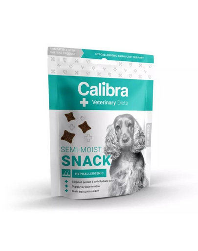CALIBRA Veterinary Diet Semi-moist Snack Hypoallergenic 120 g gustare functionala semiumeda, pentru caini adulti cu probleme ale pielii si blanii