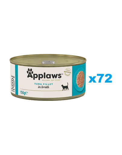 APPLAWS Cat Adult Tuna Fillet in Broth ton file in supa 72x156 g pentru pisica
