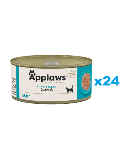 APPLAWS Cat Adult Tuna Fillet in Broth mancare pisici 24x156 g file ton in supa