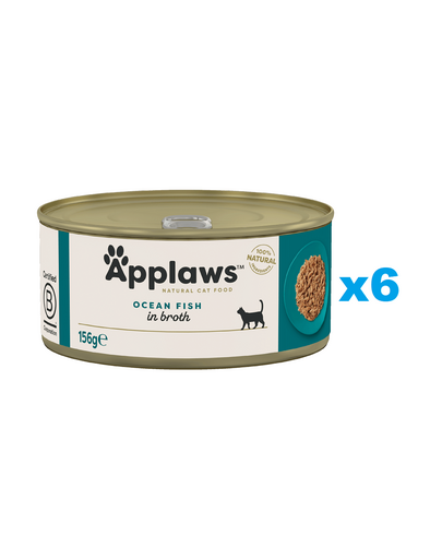 APPLAWS Cat Adult Ocean Fish in Broth peste oceanic in supa 6x156 g hrana pisici