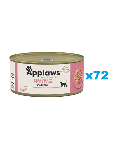 APPLAWS Cat Adult Tuna with Prawn in Broth ton si crevete in sos 72x156 g hrana pisica