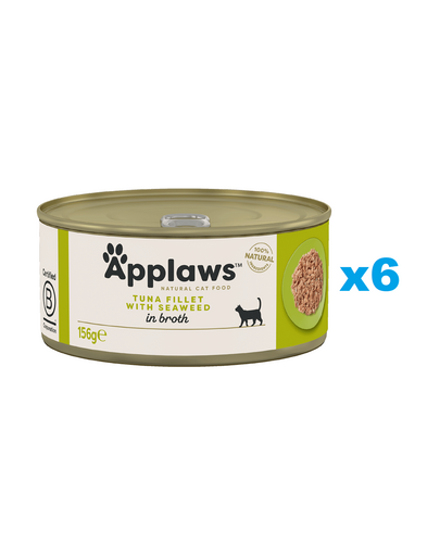 APPLAWS Cat Adult Tuna with Seaweed in Broth 6x156 g ton si alge, pentru pisici