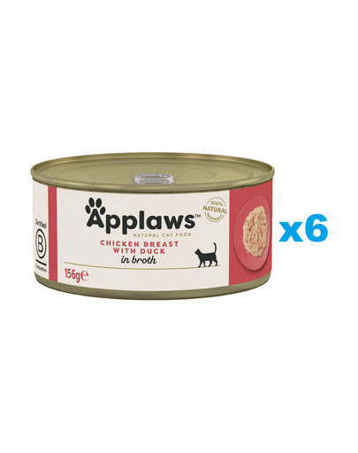 APPLAWS Cat Adult Chicken Breast with Duck in Broth Hrana pisica adulta, cu pui si rata in sos 6x156g