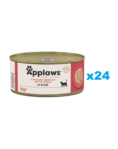 APPLAWS Cat Adult Chicken Breast with Duck in Broth Conserve pentru pisici adulte, cu pui si rata 24x156g