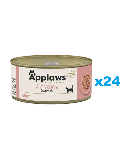 APPLAWS Cat Adult Tuna with Salmon in Broth Set conserve pisica, cu ton si somon in sos 24x156 g