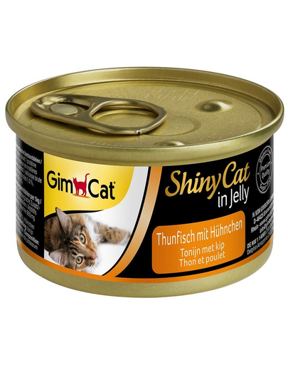 GIMCAT Shiny Cat Tuna&Chicken in Jelly 70 g Mancare umeda pisici, cu ton si pui in aspic