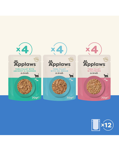 APPLAWS Cat Pouch Multipack Fish Selection hrana umeda pentru pisici, selectie de peste 12 x 70 g