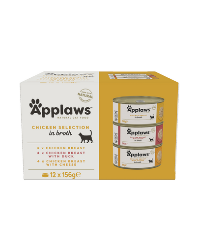 APPLAWS Applaws Cat Tin 12x156g Conserva hrana umeda pisici, Selectie pui in supa