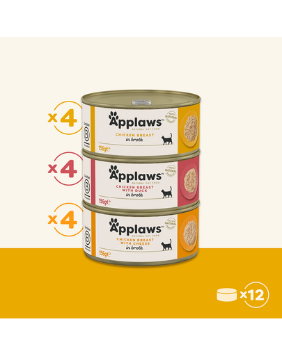 APPLAWS Applaws Cat Tin 12x156g Conserva hrana umeda pisici, Selectie pui in supa