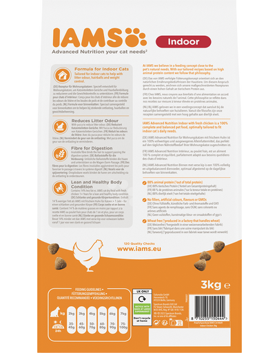 IAMS For Vitality Indoor hrana uscata pisici adulte indoor, cu pui 3 kg