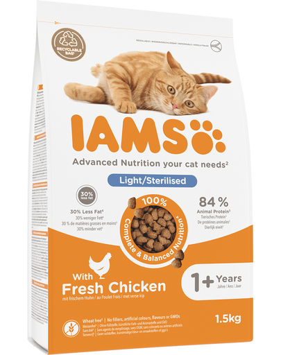 IAMS for Vitality Sterilised Hrana uscata pentru pisici sterilizate, cu pui 1,5 kg