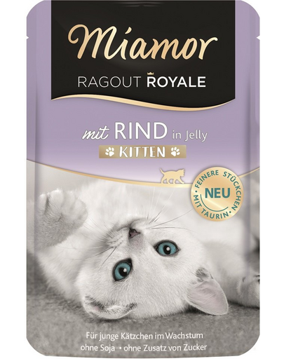 MIAMOR Ragout Royale in Jelly Beef Kitten plic in aspic pentru pisoi 100 g cu vita