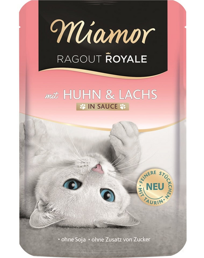 MIAMOR Ragout Royale in Sauce Chicken&Salmon pliculet cu sos pentru pisici 100 g pui si somon