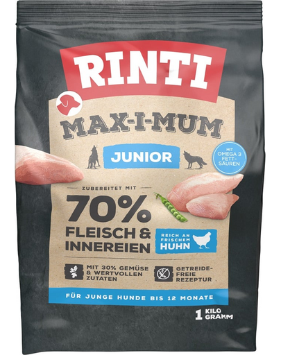 RINTI MAX-I-MUM Junior Chicken hrana uscata caini juniori, cu pui 1 kg