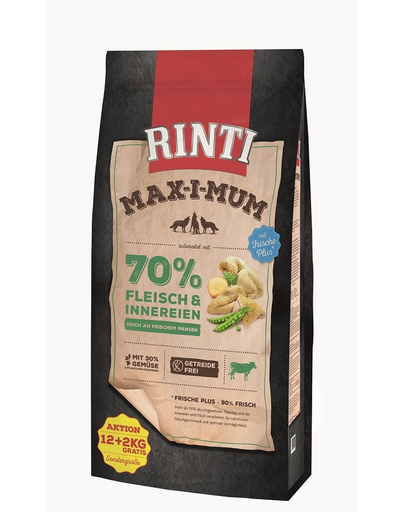 RINTI MAX-I-MUM Rumen 12 + 2 kg hrana caini adulti, cu rumen