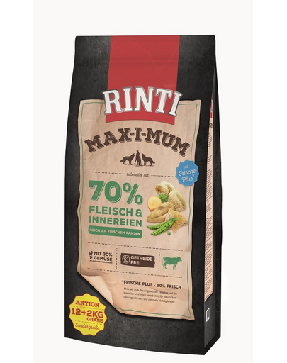 RINTI MAX-I-MUM Rumen 12 + 2 kg hrana caini adulti, cu rumen