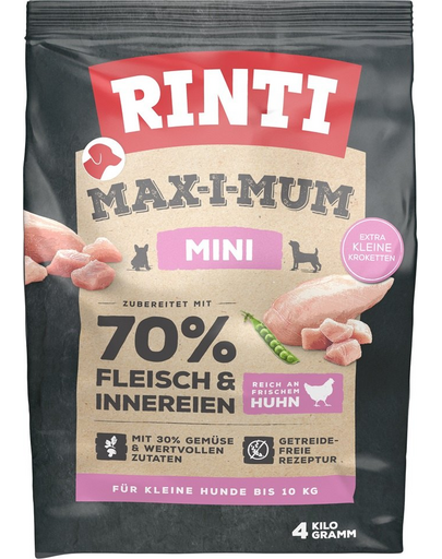 RINTI MAX-I-MUM Mini Adult Chicken hrana uscata caini adulti de talie mica, cu pui 4 kg