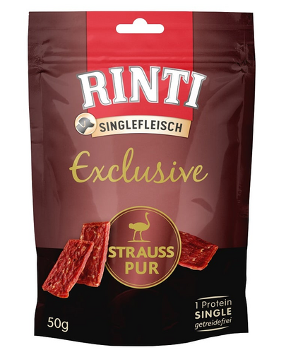 RINTI Singlefleisch Exclusive Snack Ostrich snack pentru caini cu strut 50 g