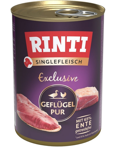 RINTI Singlefleisch Exclusive Poultry Pure hrana monoproteina cu pasare 400 g pentru caini