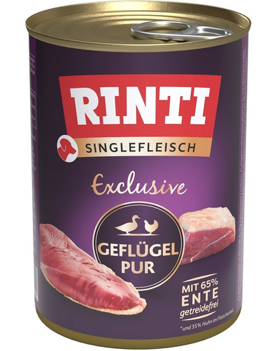 RINTI Singlefleisch Exclusive Poultry Pure hrana monoproteina cu pasare 400 g pentru caini