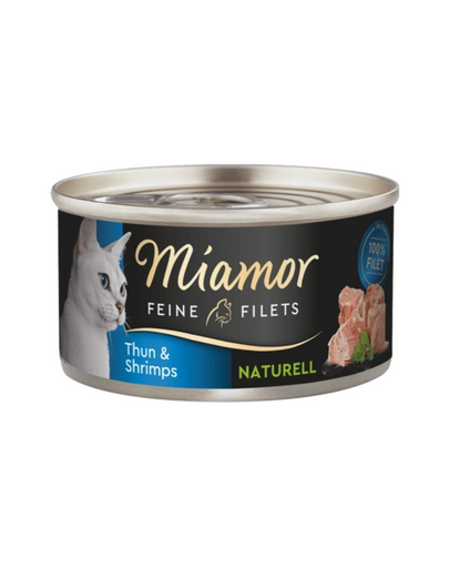 MIAMOR Feine Filets Naturell Tuna&Shrimps 80g ton si creveti in sos propriu, hrana pisica