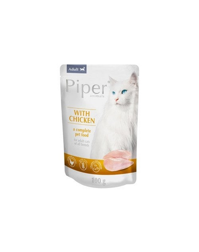 PIPER Animals Adult Cat 10x100 g hrana umeda pentru pisici, cu pui