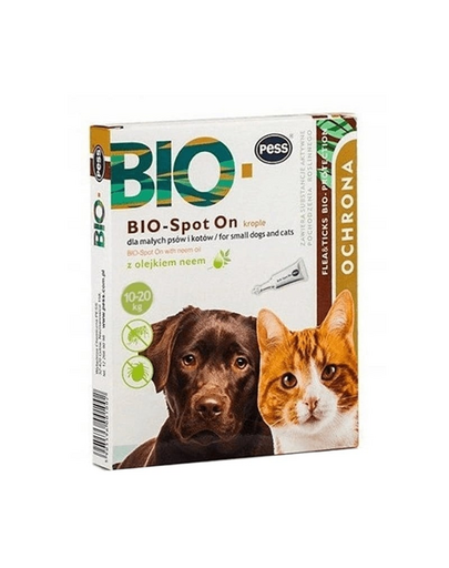 PESS BIO Spot-on picaturi pentru capuse si purici pentru caini mici si pisici 10-20 kg cu ulei de neem 4x2.5 g