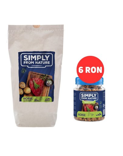 SIMPLY FROM NATURE hrana coapta la cuptor, somon si cal 1,2 kg + recompensa din carne de cal 130 g la doar 6 RON