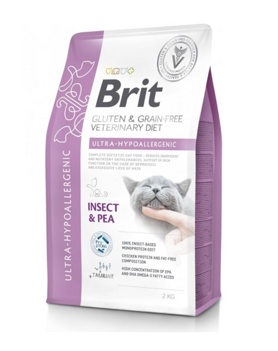 BRIT Veterinary Diet Cat Gluten Grain free Ultra-Hypoallergenic 2 kg hrana dietetica hipoalergenica pentru pisici
