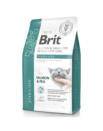 BRIT Grain Free Veterinary Care Cat Sterilised Salmon Pea 2 kg hrana pentru pisici sterilizate adulte